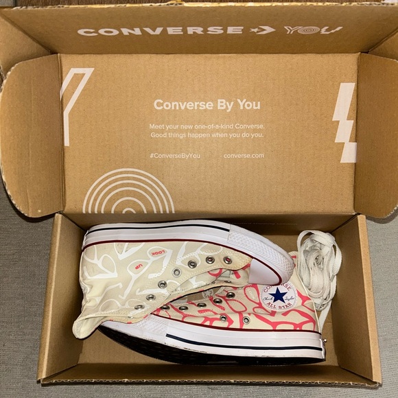 Converse High-Tops with Custom Pink Glasses Design - Picture 7 of 8